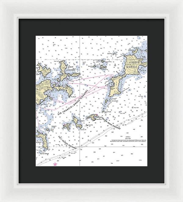 Tortola Virgin Gorda-virgin Islands Nautical Chart - Framed Print