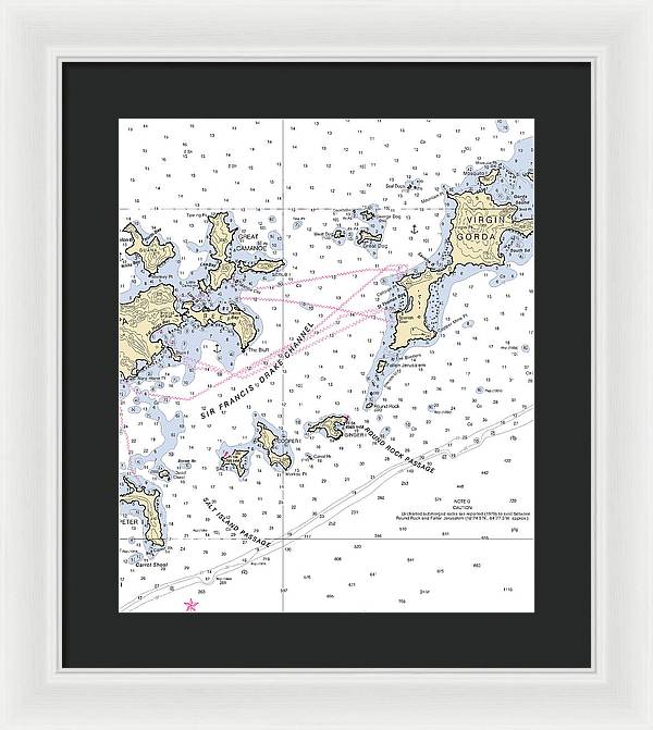 Tortola Virgin Gorda-virgin Islands Nautical Chart - Framed Print