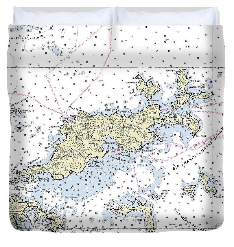 Tortola Virgin Islands Nautical Chart Duvet Cover