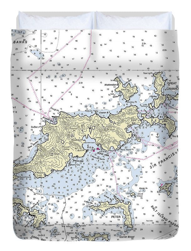 Tortola Virgin Islands Nautical Chart - Duvet Cover