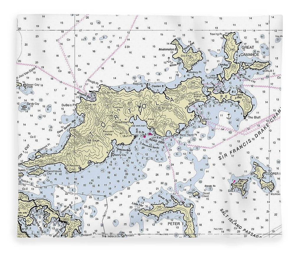 Tortola Virgin Islands Nautical Chart Blanket