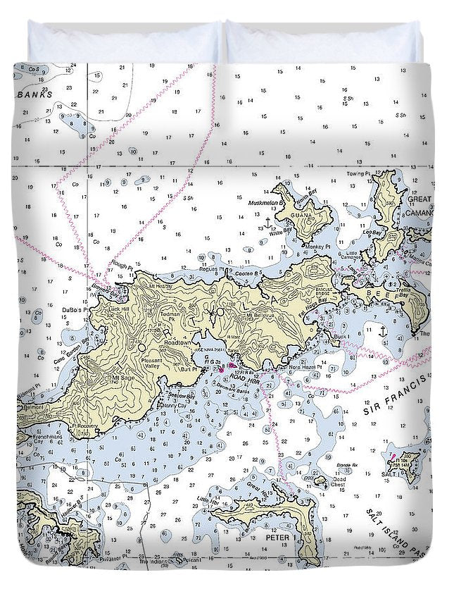 Tortola Virgin Islands Nautical Chart - Duvet Cover