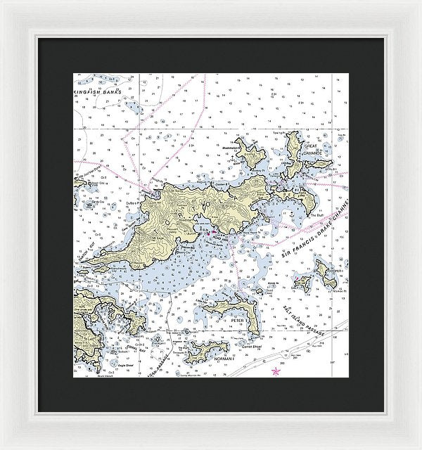Tortola Virgin Islands Nautical Chart - Framed Print