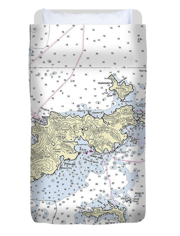 Tortola Virgin Islands Nautical Chart - Duvet Cover