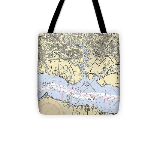 Totuskey Point Virginia Nautical Chart Tote Bag