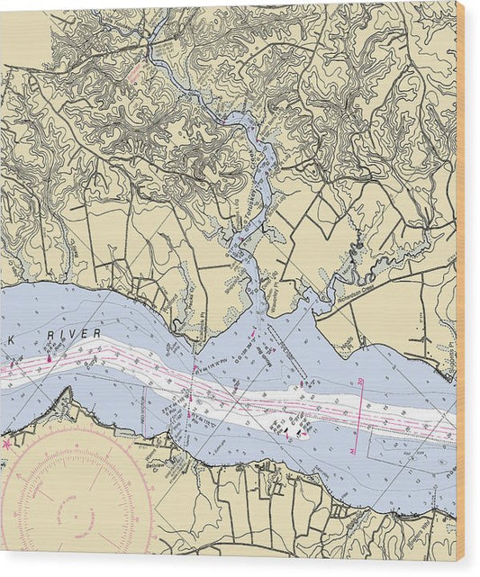Totuskey Point-Virginia Nautical Chart Wood Print