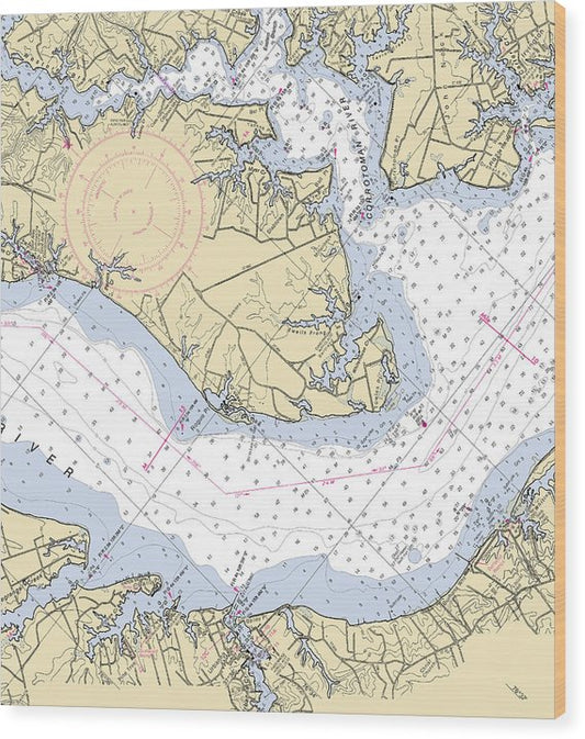 Towles Point-Virginia Nautical Chart Wood Print