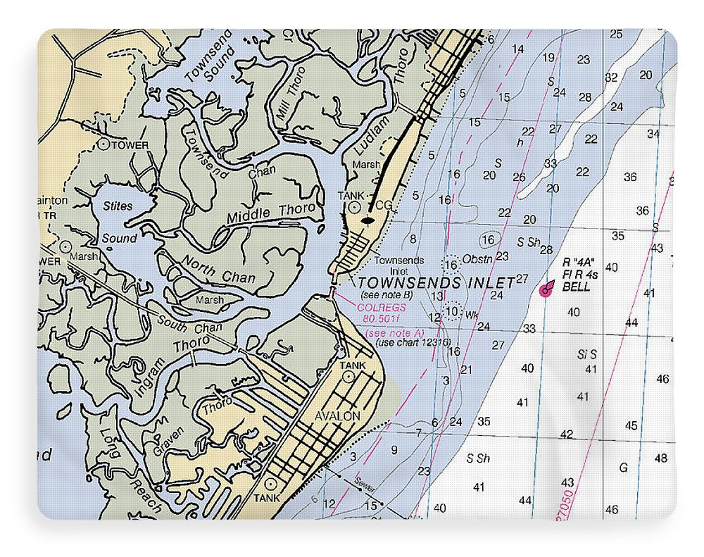 Townsends Inlet-new Jersey Nautical Chart - Blanket