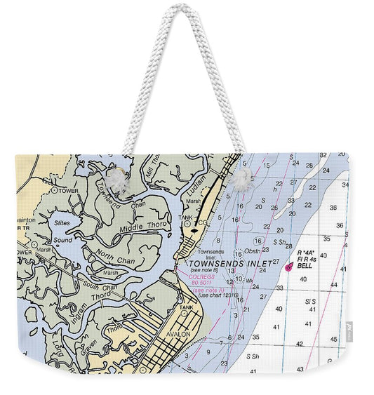 Townsends Inlet-new Jersey Nautical Chart - Weekender Tote Bag