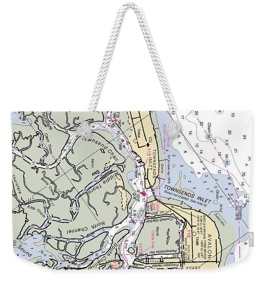 Townsends Inlet -new Jersey Nautical Chart _v2 - Weekender Tote Bag