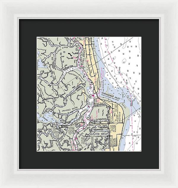 Townsends Inlet -new Jersey Nautical Chart _v2 - Framed Print