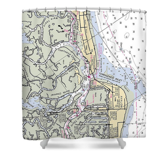 Townsends Inlet  New Jersey Nautical Chart _V2 Shower Curtain