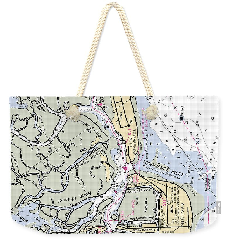 Townsends Inlet -new Jersey Nautical Chart _v2 - Weekender Tote Bag