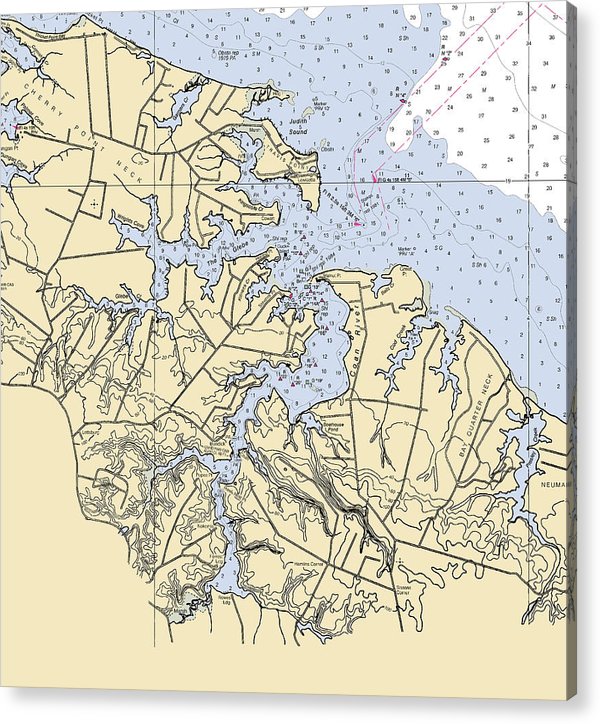 Travis Point-Virginia Nautical Chart  Acrylic Print