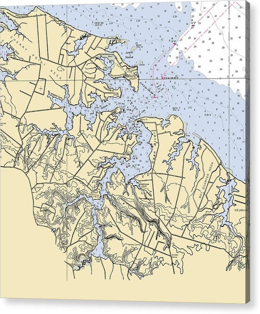 Travis Point-Virginia Nautical Chart  Acrylic Print