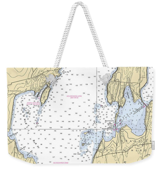 Treadwell Bay-lake Champlain  Nautical Chart - Weekender Tote Bag
