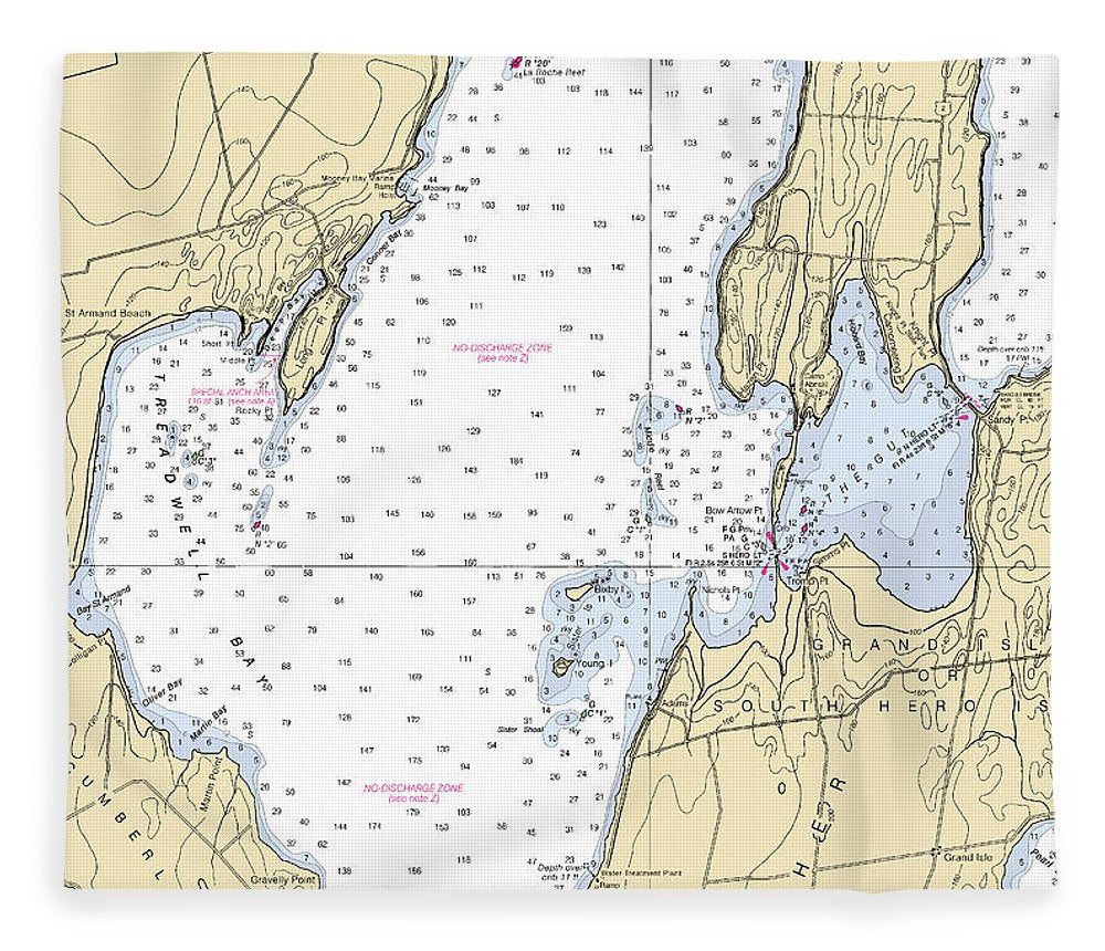 Treadwell Bay Lake Champlain  Nautical Chart Blanket