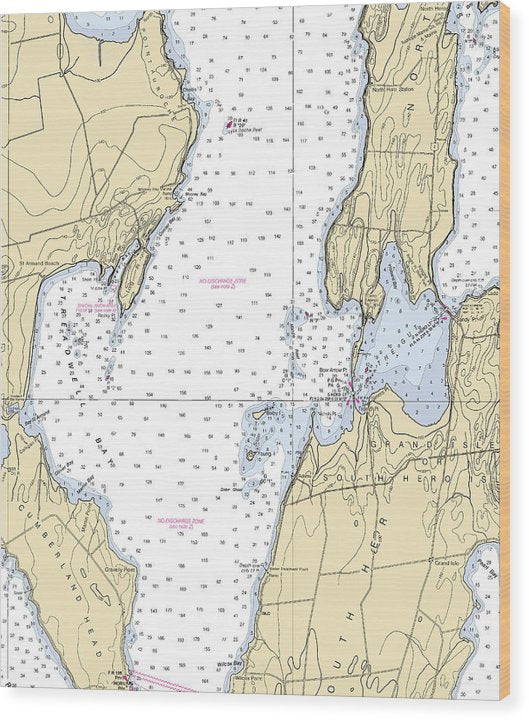 Treadwell Bay-Lake Champlain  Nautical Chart Wood Print