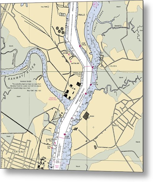 A beuatiful Metal Print of the Tremlay Point-New Jersey Nautical Chart - Metal Print by SeaKoast.  100% Guarenteed!