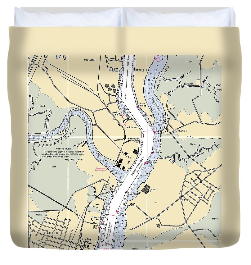 Tremlay Point New Jersey Nautical Chart Duvet Cover