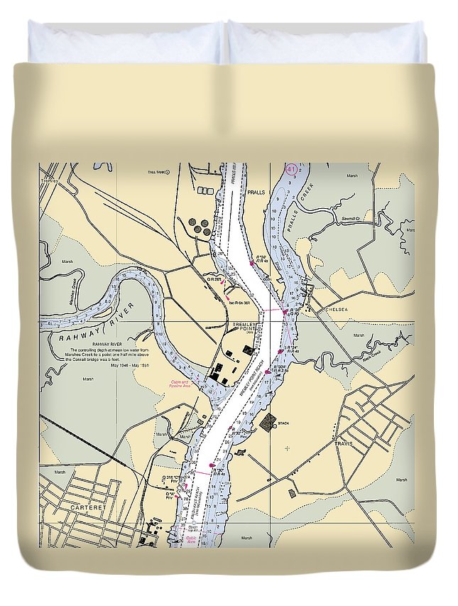 Tremlay Point-new Jersey Nautical Chart - Duvet Cover