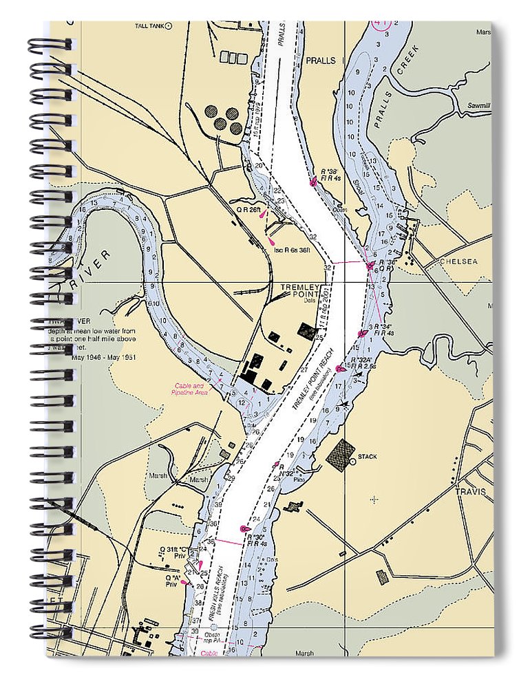 Tremlay Point New Jersey Nautical Chart Spiral Notebook