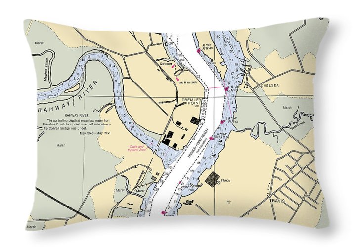 Tremlay Point-new Jersey Nautical Chart - Throw Pillow