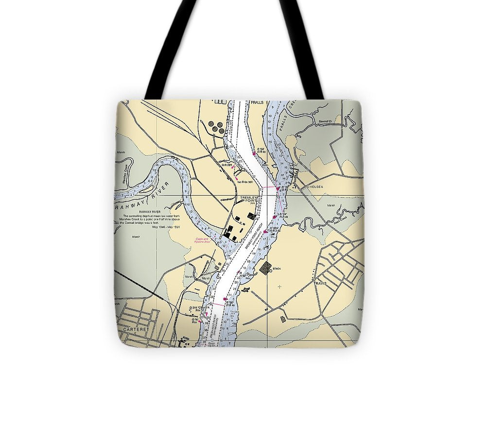 Tremlay Point New Jersey Nautical Chart Tote Bag