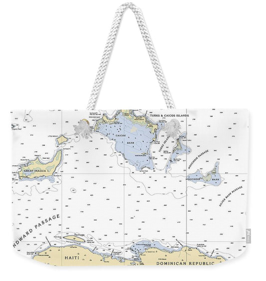 Turks And  Caicos-virgin Islands Nautical Chart - Weekender Tote Bag