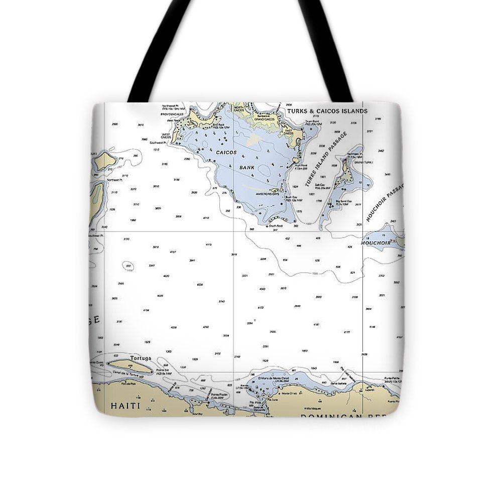 Turks And  Caicos-virgin Islands Nautical Chart - Tote Bag
