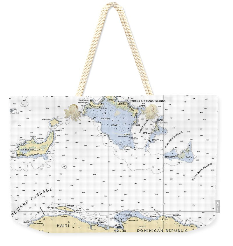 Turks And  Caicos-virgin Islands Nautical Chart - Weekender Tote Bag