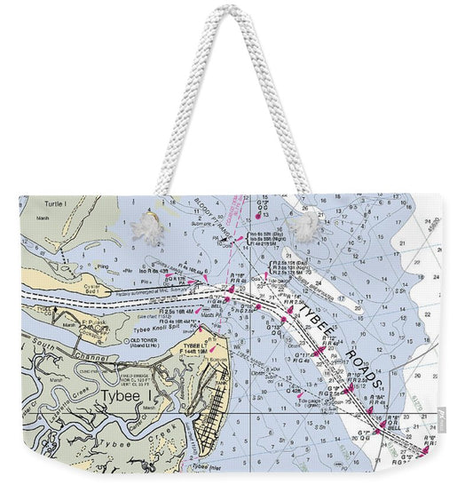 Tybee Roads-georgia Nautical Chart - Weekender Tote Bag