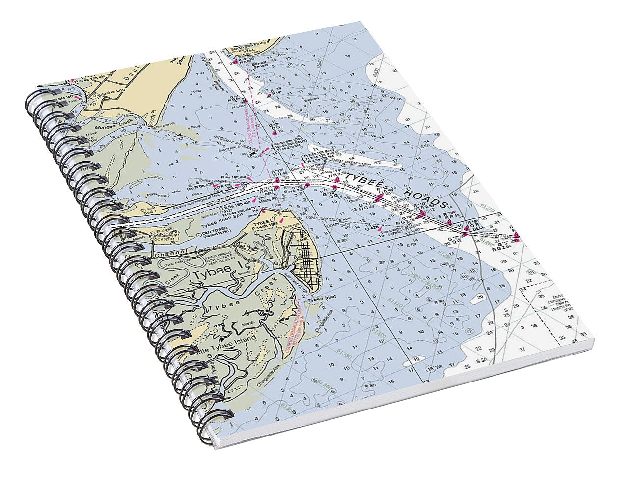 Tybee Roads-georgia Nautical Chart - Spiral Notebook