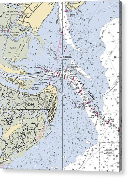 Tybee Roads-Georgia Nautical Chart  Acrylic Print