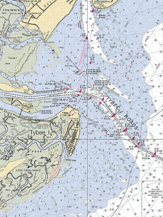 Tybee Roads Georgia Nautical Chart Puzzle