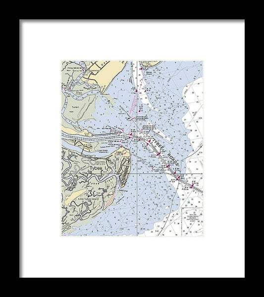 Tybee Roads-georgia Nautical Chart - Framed Print