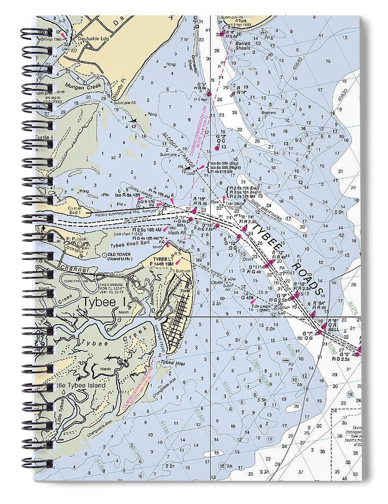 Tybee Roads Georgia Nautical Chart Spiral Notebook