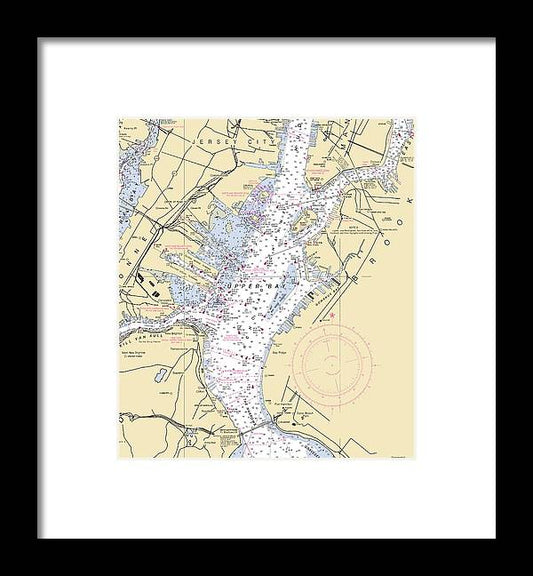 A beuatiful Framed Print of the Upper Bay-New York Nautical Chart by SeaKoast