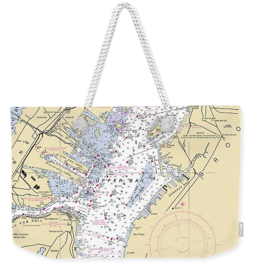 Upper Bay-new York Nautical Chart - Weekender Tote Bag