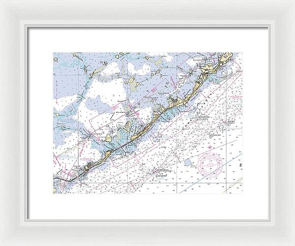 Upper-keys -florida Nautical Chart _v6 - Framed Print