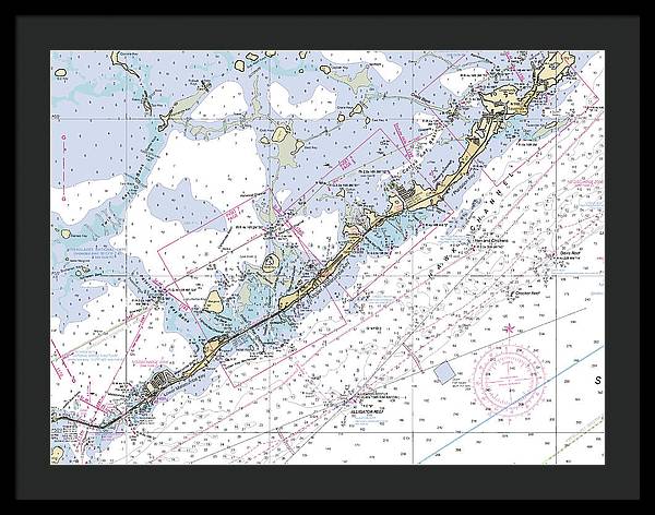 Upper-keys -florida Nautical Chart _v6 - Framed Print