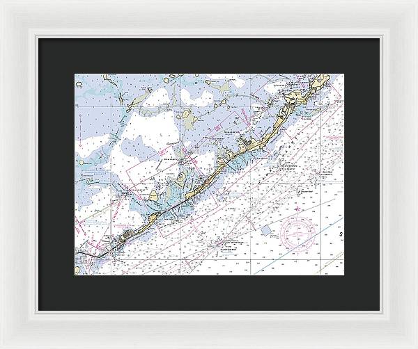 Upper-keys -florida Nautical Chart _v6 - Framed Print