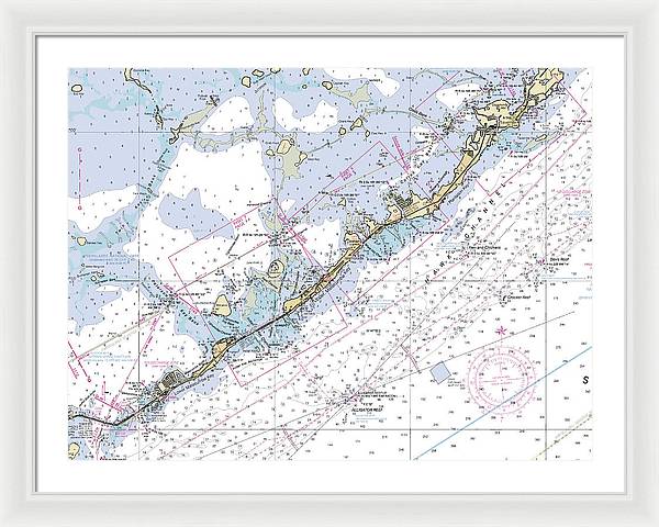 Upper-keys -florida Nautical Chart _v6 - Framed Print