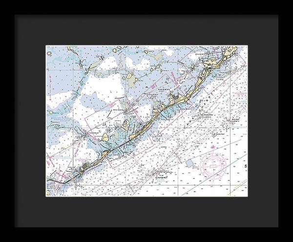 Upper-keys -florida Nautical Chart _v6 - Framed Print