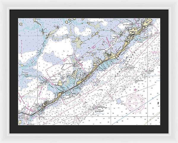 Upper-keys -florida Nautical Chart _v6 - Framed Print