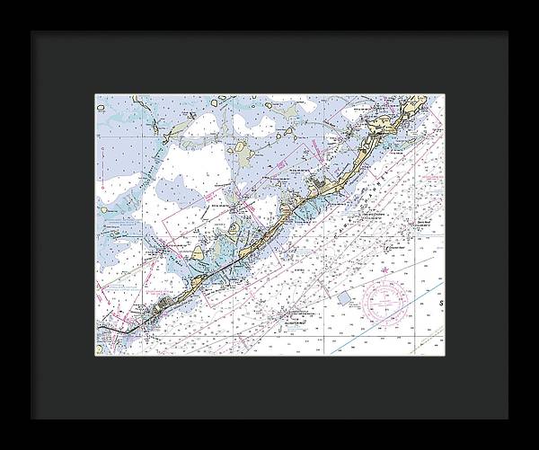 Upper-keys -florida Nautical Chart _v6 - Framed Print