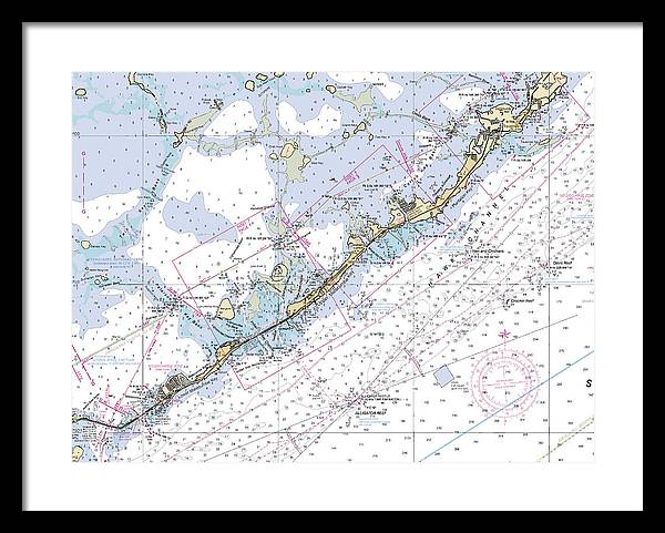 Upper-keys -florida Nautical Chart _v6 - Framed Print