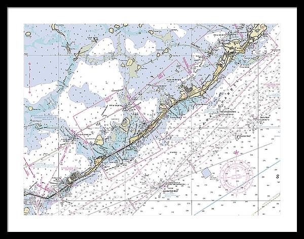 Upper-keys -florida Nautical Chart _v6 - Framed Print