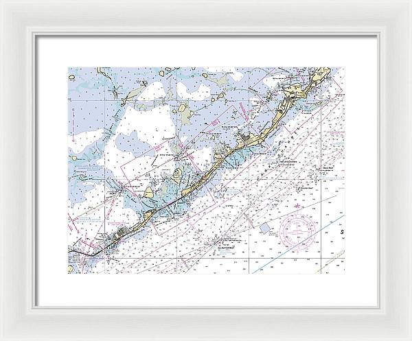 Upper-keys -florida Nautical Chart _v6 - Framed Print