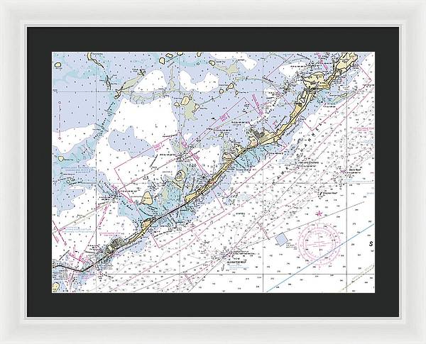 Upper-keys -florida Nautical Chart _v6 - Framed Print